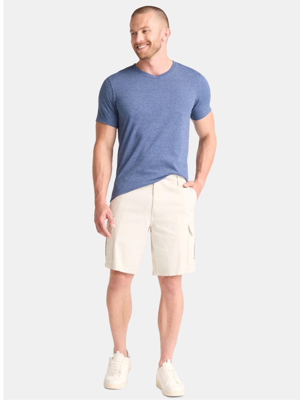 10/$25🦋 George Storm Blue Heather Relaxed Fit Short Sleeve V-Neck Tee - Large